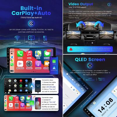 Universal 2 Din QELD/IPS Touch Screen Radio Player Carplay with Split Screen Function
