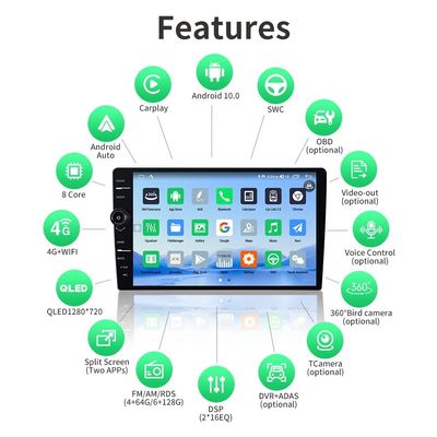 Dashboard Placement 1Din Android System Car Radio with 9/10 Inch Touch Screen and Knob