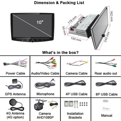 Universal Car Fitment LCD Screen Android 1 Din Car Radio with Carplay and Knob Button
