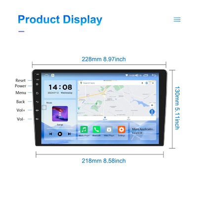 QLED Screen Android 9/10 Inch 4G RAM 64G ROM Double Din Car MP5 Player with Custom UI